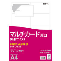アスクル マルチカード（名刺サイズ） ミシン目なしクリーンカット 白 厚口 1箱（100シート入×5袋）  オリジナル