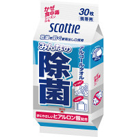 ウェットティッシュ　アルコール除菌　携帯用　30枚入　スコッティアルコールタオルみんなの除菌　日本製紙クレシア