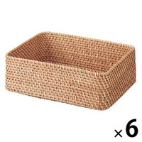 無印良品 重なるラタン長方形バスケット 小 （Ｖ）約幅３６×奥行２６×高さ１２ｃｍ 1セット（1個×6） 良品計画