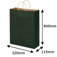 手提げ紙袋　丸紐　ベーシックカラー　深緑　L　1箱（300枚入：50枚入×6袋）　スーパーバッグ  オリジナル