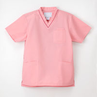 ナガイレーベン 男女兼用上衣（スクラブ） 医療白衣 半袖 ピンク S SL-5092（取寄品）