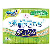 ナプキン スリム 特に多い日の昼用 羽つき 27cm エリス Megami（メガミ） 素肌のきもち超スリム 1個（18枚） 大王製紙