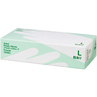 アスクル　プラスチックグローブ　粉あり（パウダーイン）　Lサイズ　1箱（100枚入） オリジナル