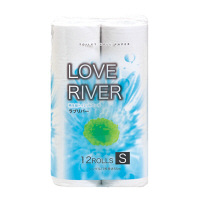 トイレットペーパー　12ロール　再生紙　シングル　55m　ラブリバー　1パック（12個入）　イデシギョー