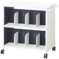 ビジネスアシスト ブックラックワゴン 両面2段 ネイビー 1台  オリジナル