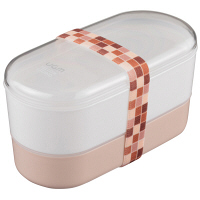 【アウトレット】UGM　保冷剤付2段ランチボックス　ホワイト　1個