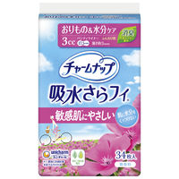 吸水ライナー チャームナップ 吸水さらフィ ふんわり肌 3cc 無香料 羽なし 17.5cm 1パック（34枚）ユニ・チャーム
