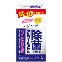 【数量限定】　ウェットティッシュ　アルコール除菌　詰替　70枚+7枚入　エリエール除菌できるアルコールタオルウイルス除去用　大王製紙