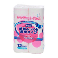 トイレットペーパー　12ロール　パルプ　ダブル　21m　紙質ふっくら厚手タイプシャワートイレ用　1パック（12個入）　デュー　イデシギョー