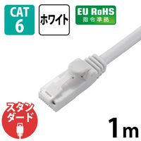 LANケーブル 1m cat6 爪折れ防止 ギガビット より線 スリムコネクタ 白 LD-GPT/WH1/RS エレコム 1個 495-0305