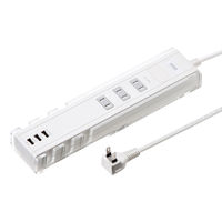 サンワサプライ 便利タップ ホワイト ホコリ防止シャッター/USB×3ポート/スタンド付 2P式 3個口 1m TAP-B45W 1個