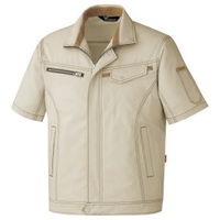 ミドリ安全 作業服 ベルデクセル 交織ストレッチ 帯電防止 半袖 ジャンパー VES520 4L アイボリー 3120213808 1点（直送品）