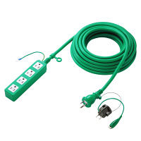 サンワサプライ 電源タップ（高強度タップ） グリーン 踏みつけ・よじれ・挟み込み対応RoHS指令対応 3P式4個口 10mTAP-HP4-10G 1個（直送品）