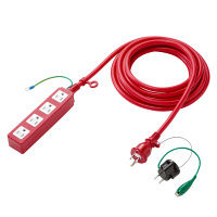 サンワサプライ 電源タップ（高強度タップ） レッド 踏みつけ・よじれ・挟み込み対応/RoHS指令対応 3P式 4個口 5m TAP-HP4-5R 1個（直送品）