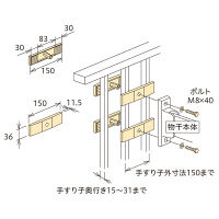 川口技研 ホスクリーン 手すり子パーツ HP-4-W 2袋（直送品）