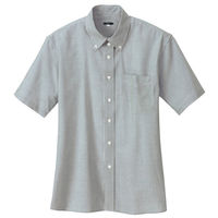 アイトス レディース半袖オックスボタンダウンシャツ グレーストライプ L 7873-104 1着（直送品）