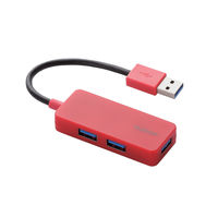 エレコム USBHUB3.0/ケーブル固定/バスパワー/3ポート/レッド U3H-K315BRD 1個