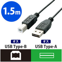 エレコム USB2.0ケーブル/リバーシブルコネクタ/ノーマル Aオス-Bオス ブラック 1.5m U2C-DB15BK 1個