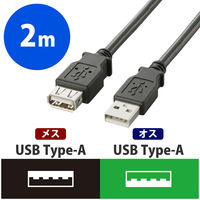 エレコム USB2.0延長ケーブル（A-A延長タイプ） U2C-E20BK 1個