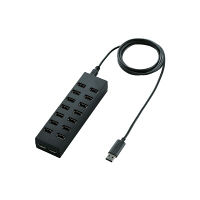 USBハブ 2.0 16ポート セルフパワー ケーブル長1.5m ACアダプタ ブラック U2H-Z16SBK エレコム 1個（直送品）