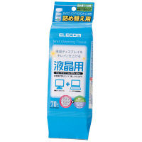 エレコム　液晶用ウエットクリーニングティッシュ　詰替用　70枚入　(不織布寸法：140×130mm)　超極細分割繊維使用　WC-DP70SP3　1個