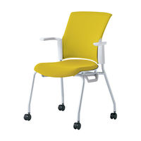 プラス　会議椅子　チェダーC　キャスター脚タイプ　背クッション　肘付　ホワイトシェル　MB-W52S