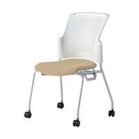 プラス 会議椅子 チェダーC キャスター脚タイプ 背ヌード 肘なし ホワイトシェル サンドベージュ MC-W53SH SBE 1脚（直送品）