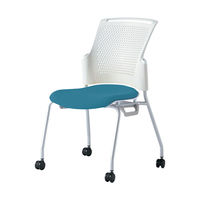 プラス 会議椅子 チェダーC キャスター脚タイプ 背ヌード 肘なし ホワイトシェル シャローブルー MC-W53SH SBL 1脚（直送品）