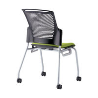 プラス 会議椅子 チェダーC キャスター脚タイプ 背ヌード 肘なし ブラックシェル リーフグリーン MC-W63SH LGR 1脚（直送品）