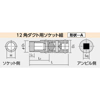 HiKOKI（ハイコーキ） 十二角ダクト用ソケット組 65L 四角寸法9.5 （旧 日立工機）