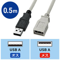 USB Aケーブル　USB-A（オス）USB-A（メス）　0.5m　USB2.0　KU-EN05K　サンワサプライ　1本
