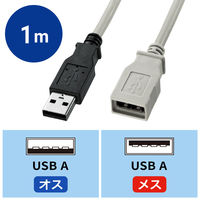 サンワサプライ USB延長ケーブル USBAオス（黒）-USBAメス（ライトグレー） USB2.0 KU-EN