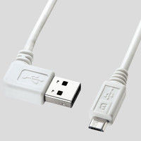 サンワサプライ 両面挿せるL型マイクロUSBケーブル Aオス-マイクロBオス ホワイト 0.5m USB2.0 KU-RMCBL05W 1本（直送品）