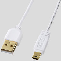 サンワサプライ 極細ミニUSBケーブル ミニBタイプ ホワイト 1m USB2.0 KU-SLAMB510W 1本（直送品）