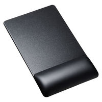 サンワサプライ リストレスト付きマウスパッド（レザー調素材、高さ標準、ブラック） MPD-GELPNBK 1個