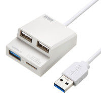 サンワサプライ USBハブ（USB HUB） USB3.0+USB2.0コンボ カードリーダー付き ホワイト バスパワー USB-3HC315W（直送品）
