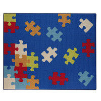 イケヒコ デスクカーペット シンプル パズル柄『クロス』 ブルー 110×133cm 1380000001730 1枚（直送品）
