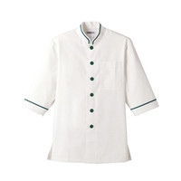 男女兼用ショップコート七分袖 S ホワイト×グリーン D1129-0001 1着 サーヴォ（旧サンペックスイスト）（直送品）