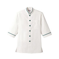 男女兼用ショップコート七分袖 4L ホワイト×グリーン D1129-0007 1着 サーヴォ（旧サンペックスイスト）（直送品）