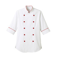 男女兼用ショップコート七分袖 3L ホワイト×レッド ET1139-0006 1着 サーヴォ（旧サンペックスイスト）（直送品）