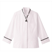 女性ショップコート七分袖 9号 ホワイト×ブラック ET1343-0059 サーヴォ（旧サンペックスイスト）（直送品）