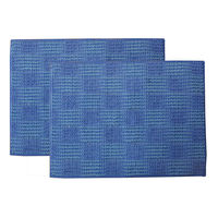 イケヒコ バスマット 洗える 吸水 マイクロファイバー 『さらり美人2』 ブルー 2枚セット 約35×50cm（直送品）