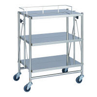 松吉医科器械 折りたたみ式器械台(自立型) 3段・手摺付 幅600mm MY-1586 1台 24-5065-00（直送品）