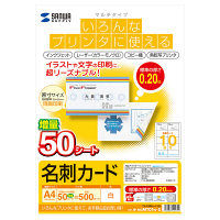 サンワサプライ マルチカード 名刺 マイクロミシンカット 標準口 白 A4 10面 1袋（50シート入）（直送品）