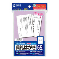 サンワサプライ インクジェット典礼はがき つやなしマット 厚手 無地 65枚 JP-HKREN 1セット（直送品）