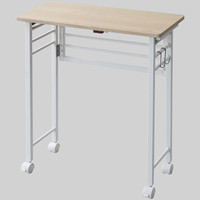 YAMAZEN（山善） 折りたたみ式 キャスター付きパタパタデスク 幅600×奥行300×高さ700mm ナチュラルメイプル/アイボリー 1台（直送品）