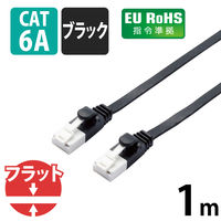 LANケーブル 1m cat6A準拠 爪折れ防止 ギガビット フラット より線 黒 LD-GFAT/BK10 エレコム 1個