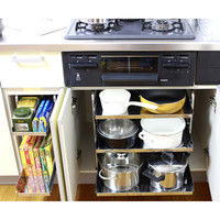 川口工器 ステンレス棚シンク下スライドラック 2段幅20 YK-867 幅200×奥行450×高さ465mm 1台（直送品）