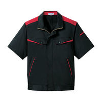 明石スクールユニフォームカンパニー 男女兼用半袖ブルゾン ブラック×レッド LL UN3363-0-LL（直送品）
