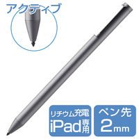 アクティブスタイラスペン タッチペン iPad専用 充電式 パームリジェクション対応 グレー エレコム 1個